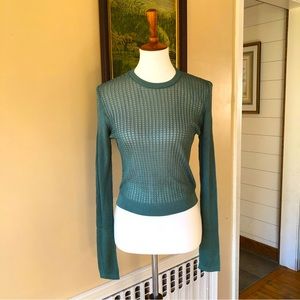 Free People H2O Crew Pullover Jaded Mesh Long Sleeve Top Medium